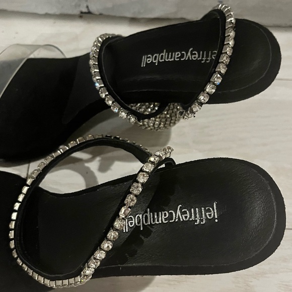Jeffrey Campbell The Hustle Sandal In Black Suede Silver. Glamour Revolve Size 8 - Picture 6 of 8